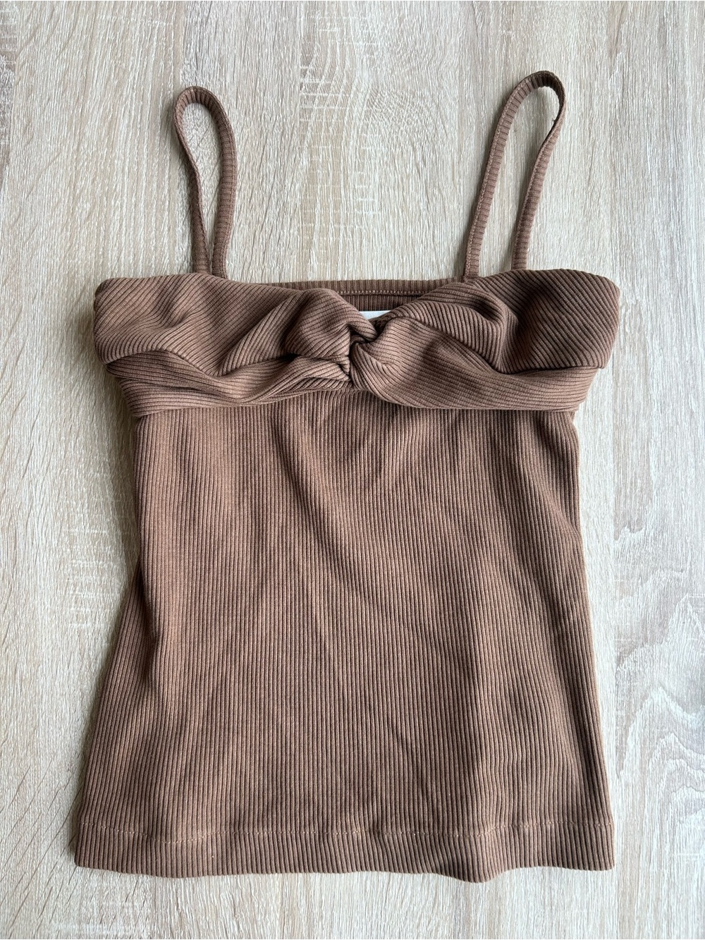 Citizens Of Humanity Brown Ribbed Emi Twist-Front Cami Top XS